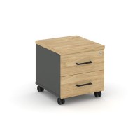 Style Project SN.TM-001 (Антрацит/Тиквуд светлый) Тумба мобильная 2 ящика. Стандартные колеса