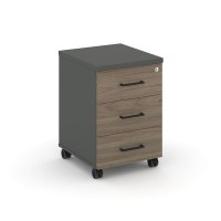 Style Project SN.TM-002 (Антрацит/Вяз благородный) Тумба мобильная 3 ящика. Стандартные колеса