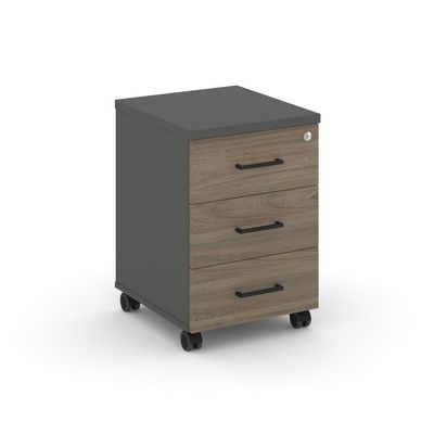 Style Project SN.TM-002 (Антрацит/Вяз благородный) Тумба мобильная 3 ящика. Стандартные колеса