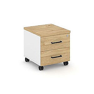 Стайл Проджект SN.TM-001 (Белый/Тиквуд светлый) Тумба мобильная 2 ящика. Стандартные колеса