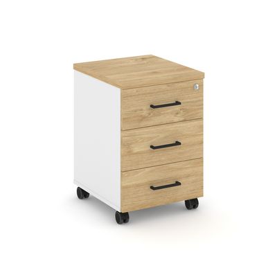 Style Project SN.TMU-002 (Белый/Тиквуд светлый) Тумба мобильная 3 ящика. Усиленные колеса