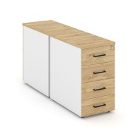 Style Project SN.TOP-012 (Белый/Тиквуд светлый) Тумба опорная/приставная