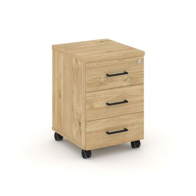 Style Project SN.TM-002 (Тиквуд светлый) Тумба мобильная 3 ящика. Стандартные колеса