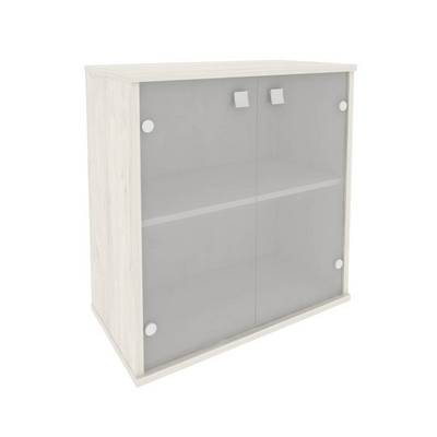 Style Л.СТ-3.2 (Дуб наварра) Шкаф низкий широкий (2 низкие двери стекло)