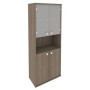 Style Л.СТ-1.4 (Вяз благородный) Шкаф высокий широкий (2 низкие двери ЛДСП, 2 низкие двери стекло)
