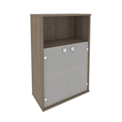 Style Л.СТ-2.2 (Вяз благородный) Шкаф средний широкий (2 низкие двери стекло)