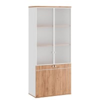 Tess TES38150021 (Дуб крафт золотой/Белый) Шкаф для бумаг со стеклом