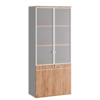 Tess TES38150024 (Дуб крафт золотой/Антрацит) Шкаф для бумаг со стеклом