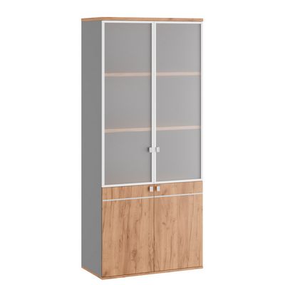 Tess TES38150024 (Дуб крафт золотой/Антрацит) Шкаф для бумаг со стеклом