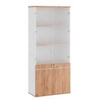 Tess TES38150121 (Дуб крафт золотой/Белый) Шкаф для бумаг со стеклом