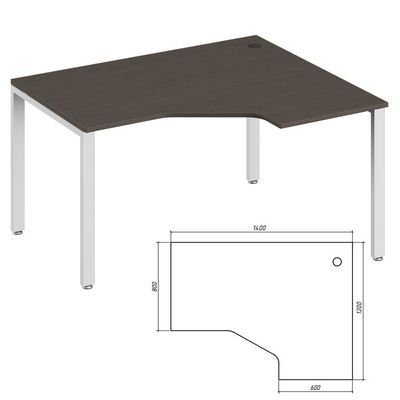 Trend metal TDM32215314 (Темный дуб/Белый) Эргономичный стол правый