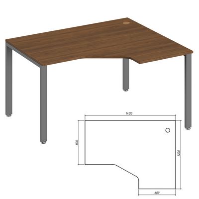 Trend metal TDM32215335 (Орех экко/Антрацит) Эргономичный стол, правый