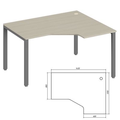 Trend metal TDM32215385 (Дуб феррара/Антрацит) Эргономичный стол, правый