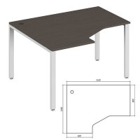 Trend metal TDM32215414 (Темный дуб/Белый) Эргономичный стол, левый