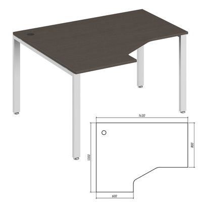 Trend metal TDM32215414 (Темный дуб/Белый) Эргономичный стол, левый