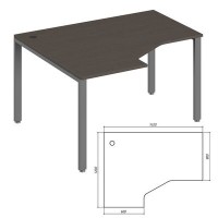 Trend metal TDM32215415 (Темный дуб/Антрацит) Эргономичный стол, левый