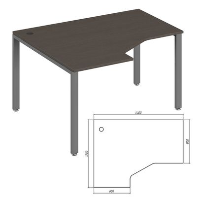 Trend metal TDM32215415 (Темный дуб/Антрацит) Эргономичный стол, левый