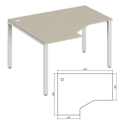 Trend metal TDM32215484 (Дуб феррара/Белый) Эргономичный стол, левый