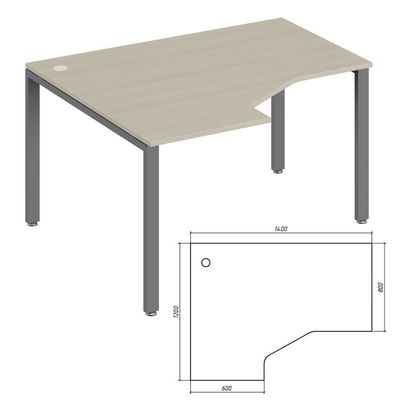 Trend metal TDM32215485 (Дуб феррара/Антрацит) Эргономичный стол, левый