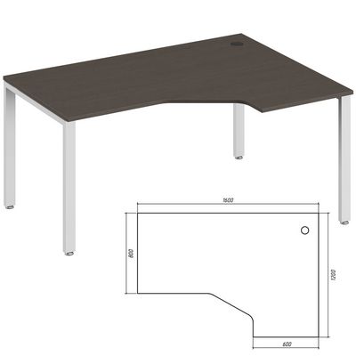 Trend metal TDM32215514 (Темный дуб/Белый) Эргономичный стол, правый