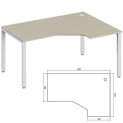 Trend metal TDM32215584 (Дуб феррара/Белый) Эргономичный стол, правый