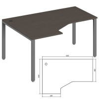 Trend metal TDM32215615 (Темный дуб/Антрацит) Эргономичный стол, левый