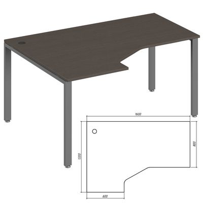 Trend metal TDM32215615 (Темный дуб/Антрацит) Эргономичный стол, левый