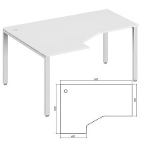 Trend metal TDM32215644 (Белый/Белый) Эргономичный стол, левый