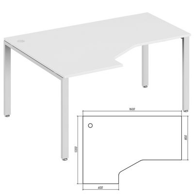 Trend metal TDM32215644 (Белый/Белый) Эргономичный стол, левый