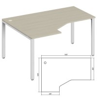 Trend metal TDM32215684 (Дуб феррара/Белый) Эргономичный стол, левый