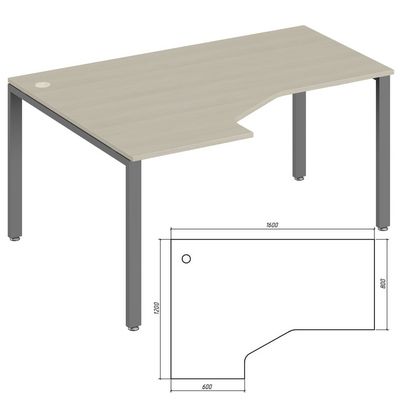 Trend metal TDM32215685 (Дуб феррара/Антрацит) Эргономичный стол, левый