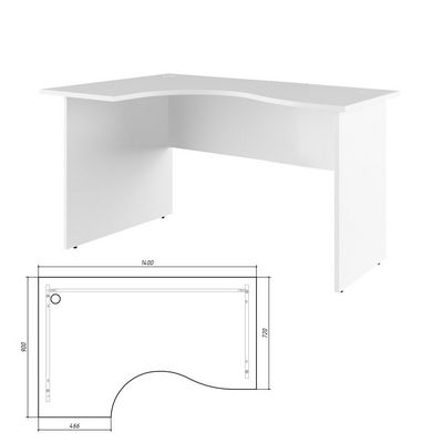 Trend TRD29625404 (Белый) Стол эргономичный, левый