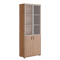 Trend TRD28550603 (Орех экко) Шкаф для бумаг со стеклом
с алюминиевой рамой