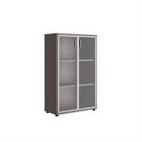 Trend TRD28543401 (Темный дуб) Шкаф средний со стеклом
с алюминиевой рамой