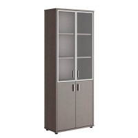 Trend TRD28550601 (Темный дуб) Шкаф для бумаг со стеклом
с алюминиевой рамой