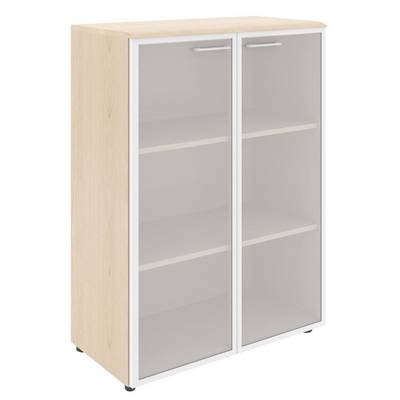 Wave WMC 85.7 (Бук тиара) Шкаф со стеклянными дверьми в алюминевой рамке с топом