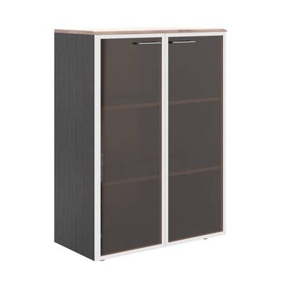 Wave WMC 85.7 (Дуб сонома/Легно темный) Шкаф со стеклянными дверьми в алюминевой рамке с топом