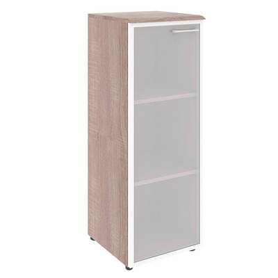 Wave WMC 42.7 L (Дуб сонома) Шкаф колонка со стеклянной дверью в алюминиевой раме и топом