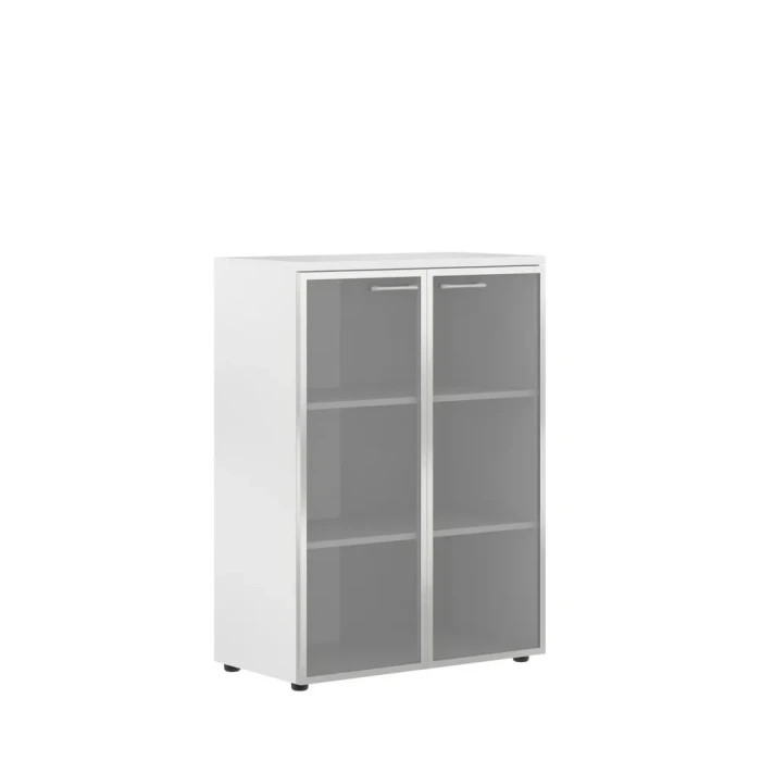 Xten XMC 85.7 (Белый) Шкаф со стеклянными дверьми в алюминевой рамке с топом