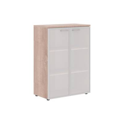 Xten XMC 85.7 (Дуб сонома) Шкаф со стеклянными дверьми в алюминевой рамке с топом