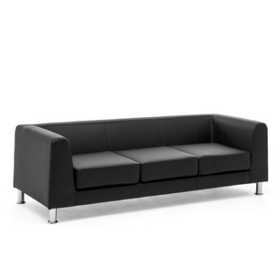 Eva 3 (Черная экокожа) Диван трехместный