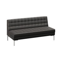 Forest FR-D-03 (Черная экокожа/Серый) Диван без подлокотников трехместный