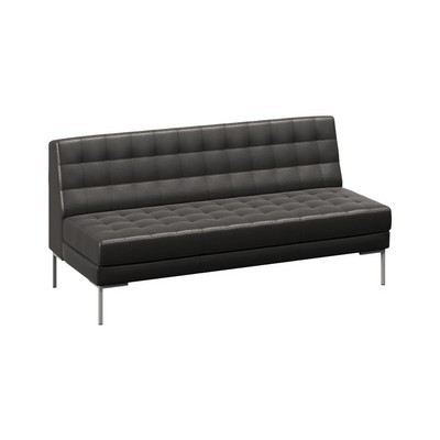 Forest FR-D-03 (Черная экокожа/Серый) Диван без подлокотников трехместный