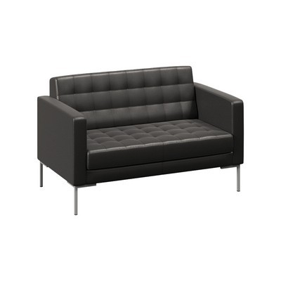 Forest FR-DP-02 (Черная экокожа/Серый) Диван двухместный