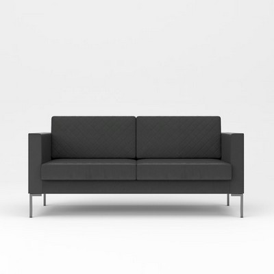 Мальта 3 (Черная экокожа) Диван трехместный