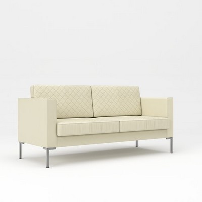 Мальта 3 (Светло-бежевая экокожа) Диван трехместный