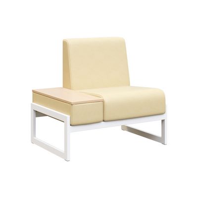 Module MD.D1-ST1 (Бежевая экокожа, белый каркас) Диван одноместный со столиком универсальный