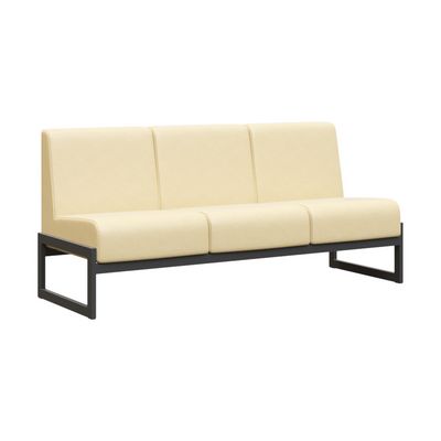 Module MD.D3 (Бежевая экокожа, черный каркас) Диван трехместный