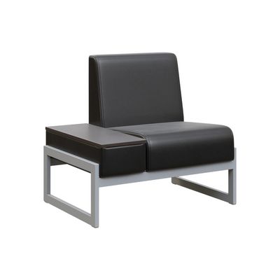 Module MD.D1-ST1 (Черная экокожа, серый каркас) Диван одноместный со столиком универсальный