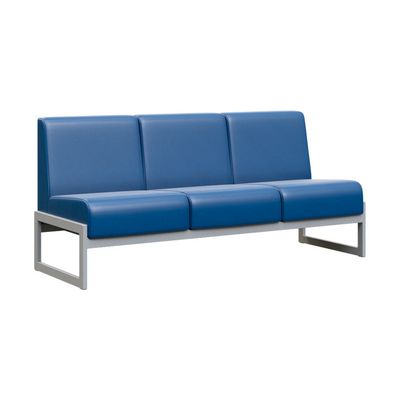 Module MD.D3 (Синяя экокожа, серый каркас) Диван трехместный